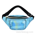 Custom Logo Waterproof Laser PU Leather Fashion Holographic Fanny Pack Clear Belt Summer Bag Iridescent Waist Bags for Women